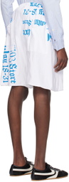 SC103 White Graphic Shorts