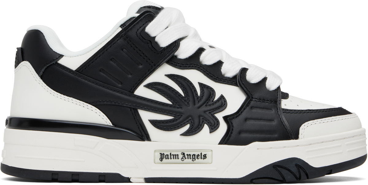 Palm Angels White & Black Venice Leather Sneakers Palm Angels
