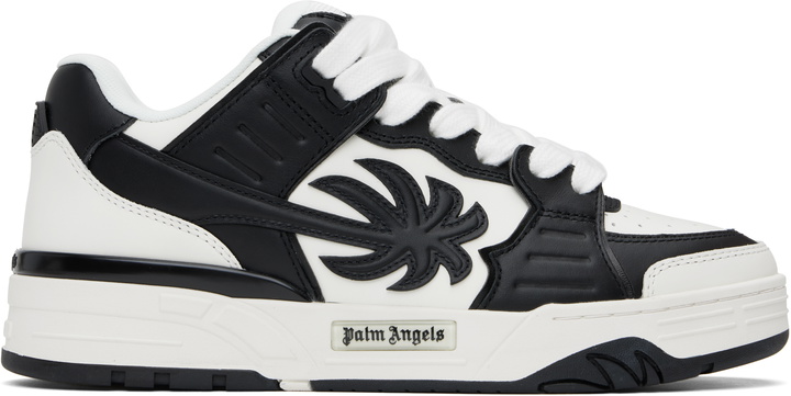 Photo: Palm Angels White & Black Venice Leather Sneakers