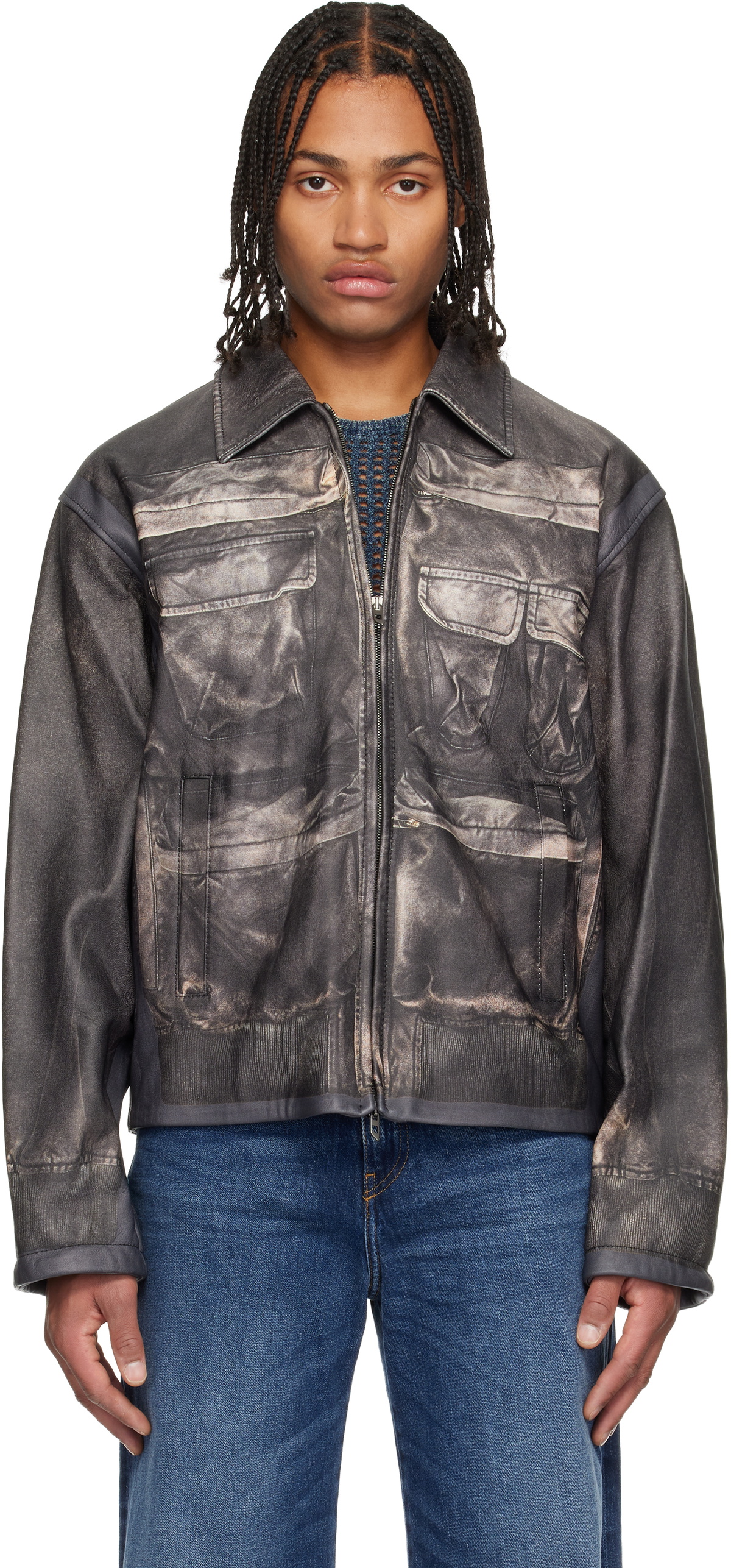Diesel Brown L-Cobbe Leather Jacket Diesel