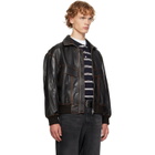 Dunst Brown Stand Collared Leather Jacket