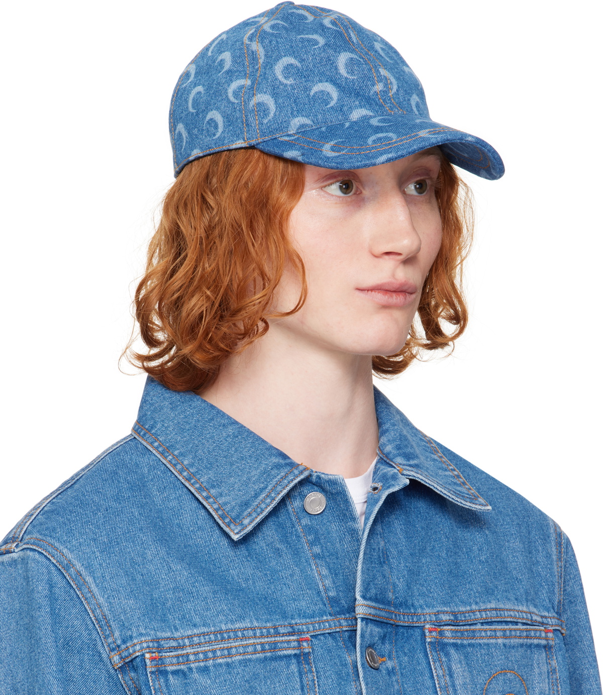 Marine Serre Blue Moon Laser Denim Baseball Cap