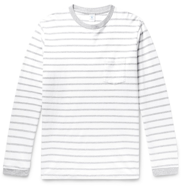 Photo: Velva Sheen - Striped Cotton-Jersey T-Shirt - White