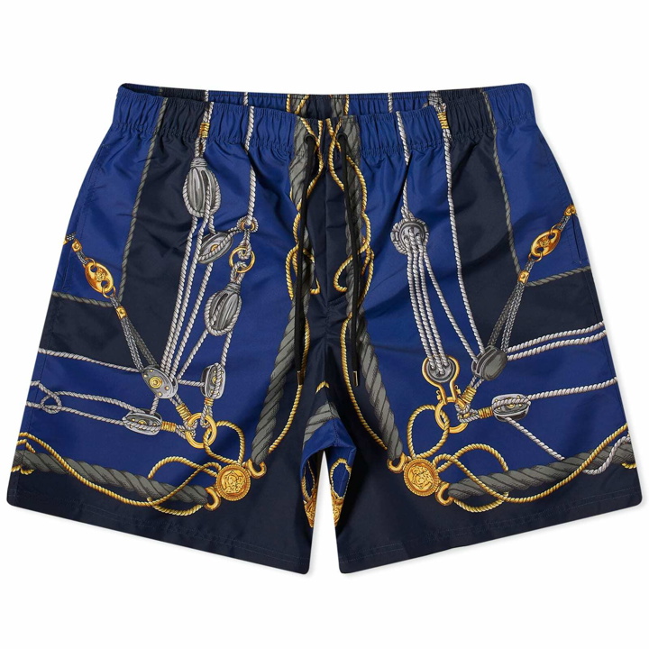 Photo: Versace Men's Nautical Print Swim Short in Blue/Gold