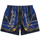 Versace Men's Nautical Print Swim Short in Blue/Gold