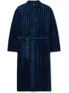 SCHIESSER - Velours Striped Cotton-Terry Robe - Blue