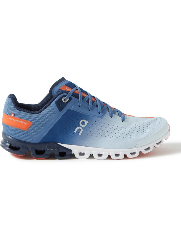 Photo: ON - Cloudflow Rubber-Trimmed Recycled Mesh Running Sneakers - Blue