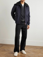 Private White V.C. - The Flight Jacket 3.0 Shearling-Trimmed Wool Bomber Jacket - Blue