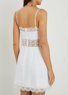 Staud Amalina Lace and Linen Mini Dress White