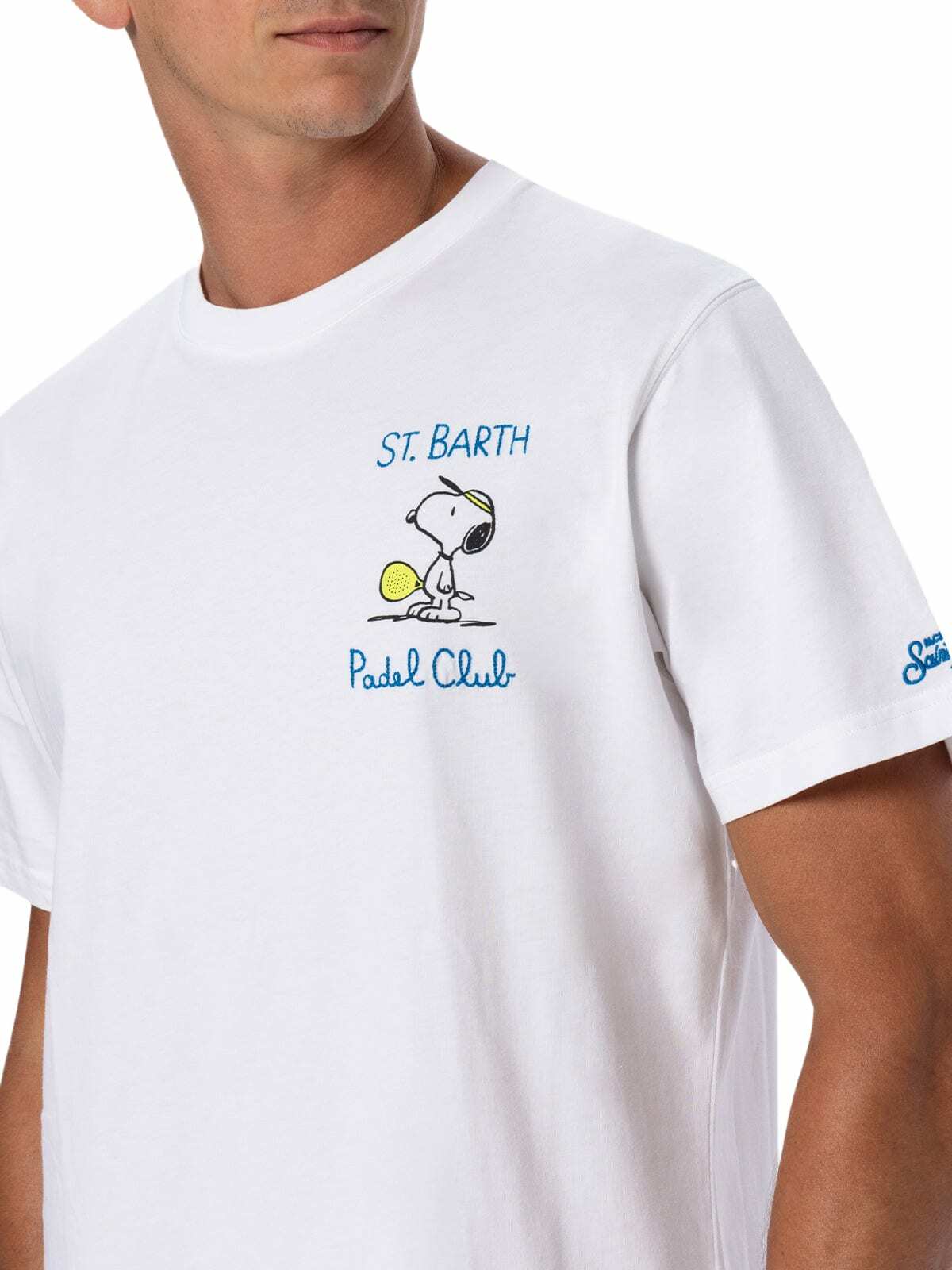 MC2 Saint Barth Man Cotton T-shirt With Snoopy Padel Print And Embroidery| Snoopy Peanuts Special Edition