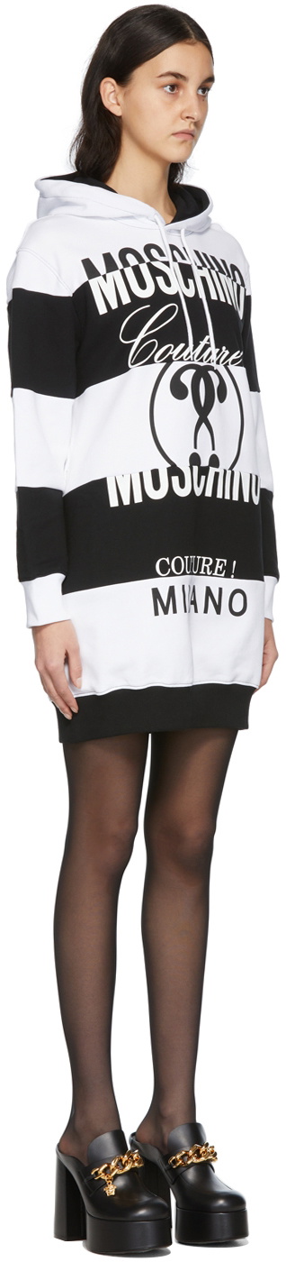 Moschino Black White Striped Hoodie Dress Moschino