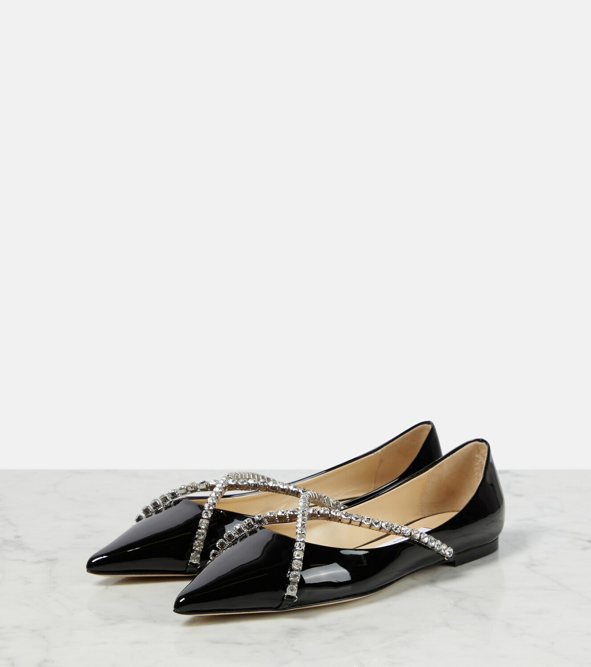 Jimmy Choo Genevi embellished leather ballet flats