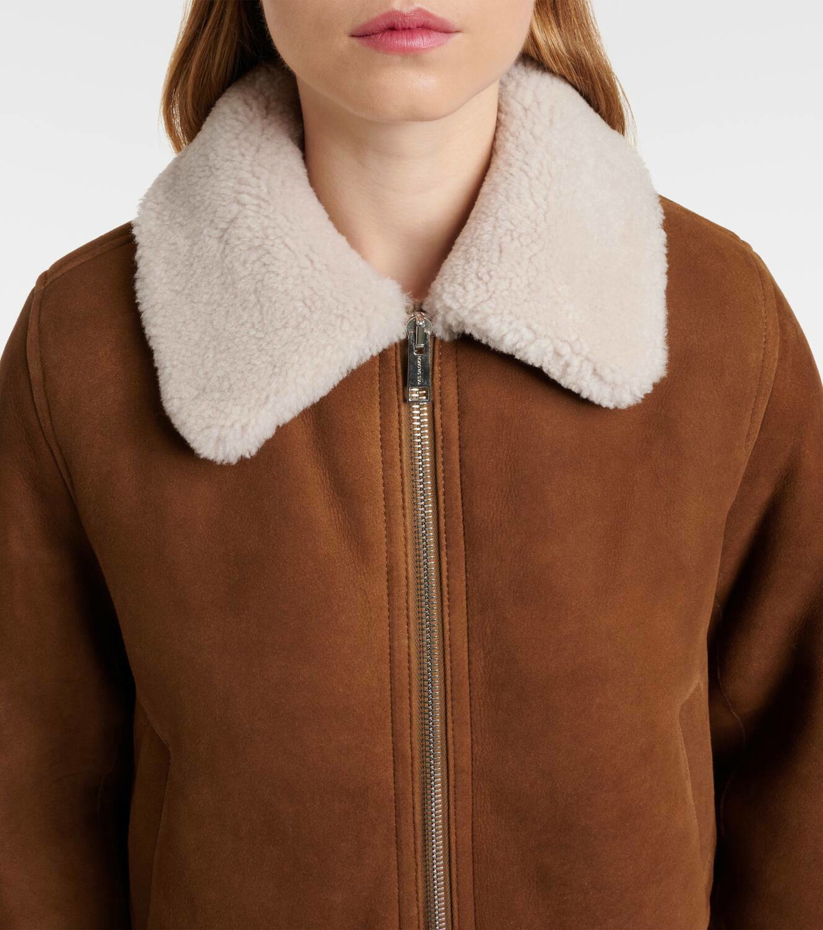 Yves Salomon Shearling-trimmed suede bomber jacket