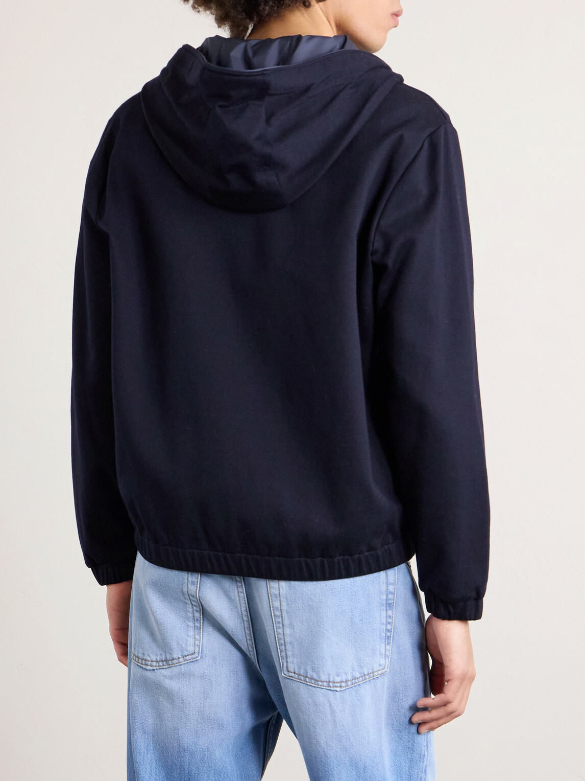 Moncler - Cotton-Blend Jersey Zip-Up Hoodie - Blue