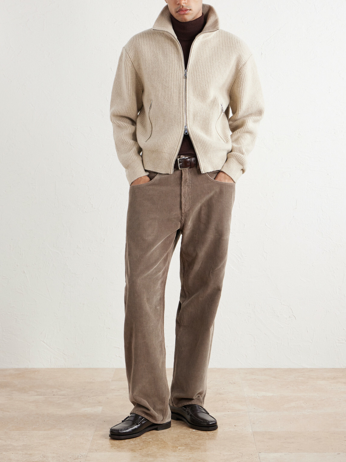 Officine Générale - Florys Ribbed Wool-Blend Zip-Up Cardigan - Neutrals
