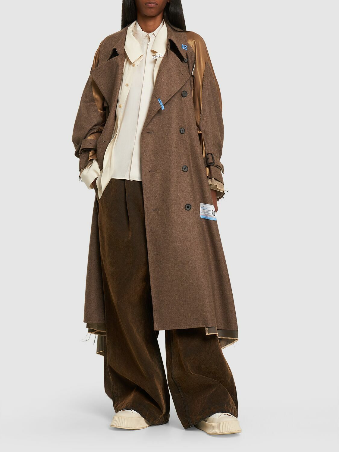 MIHARA YASUHIRO Reconstructed Wool Blend Trench Coat Maison