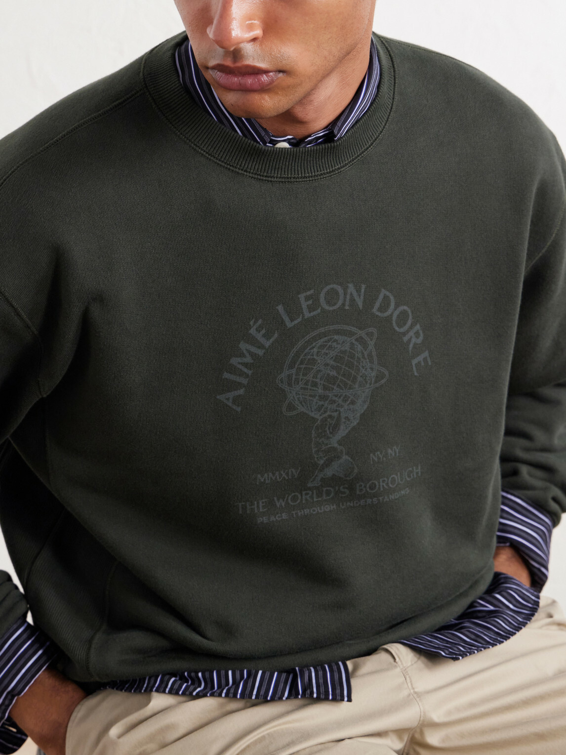 Aimé Leon Dore - Atlas Logo-Print Cotton-Jersey Sweater - Green