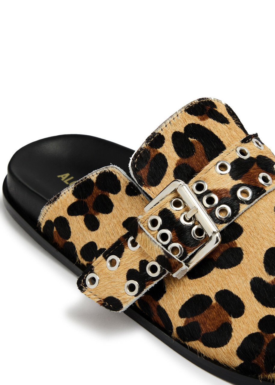 Alohas Halia Leopard-print Calf-hair Clogs