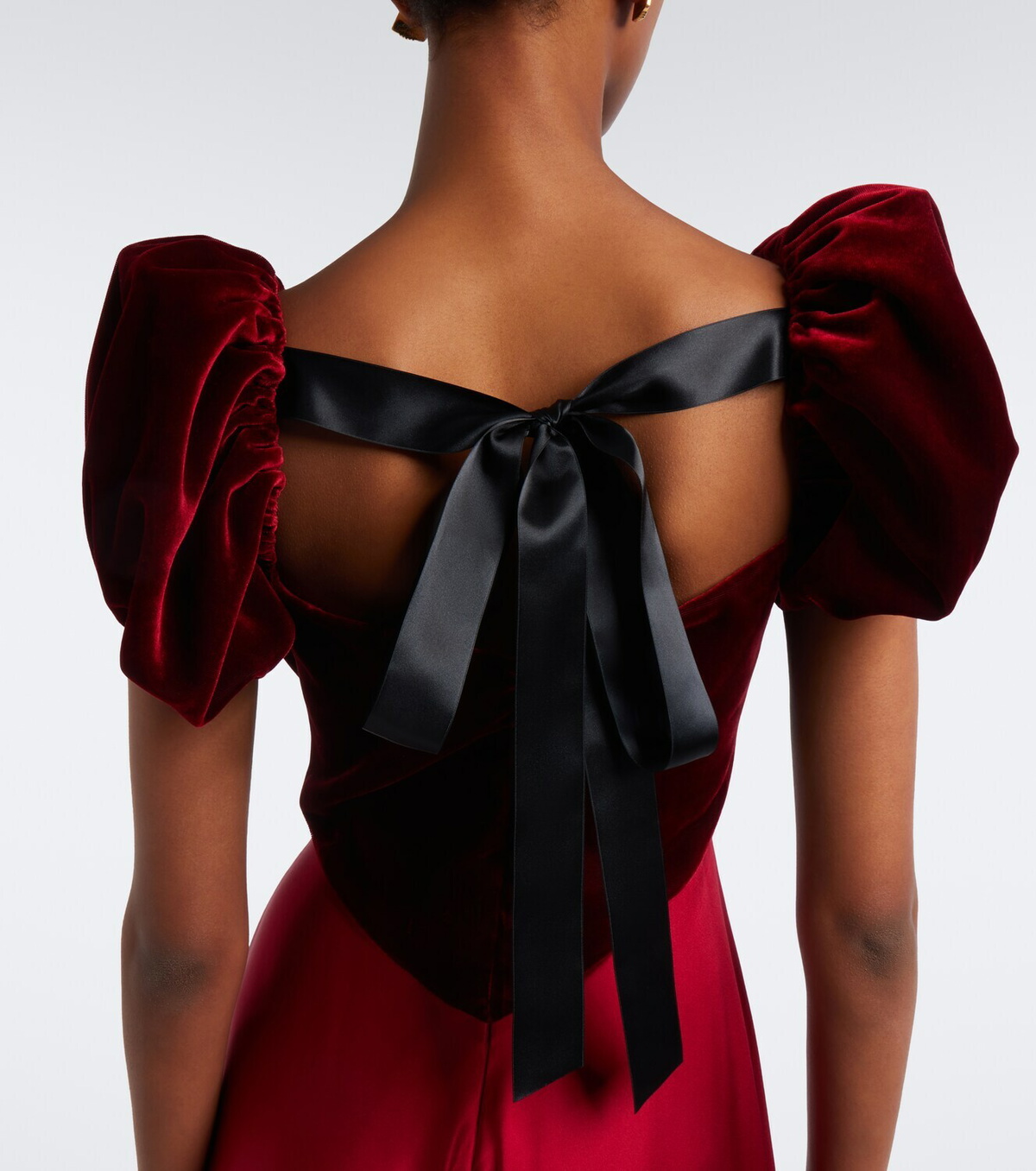 Rodarte Silk satin and velvet midi dress