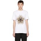 Neil Barrett White Cross Floral Golden Aura T-Shirt
