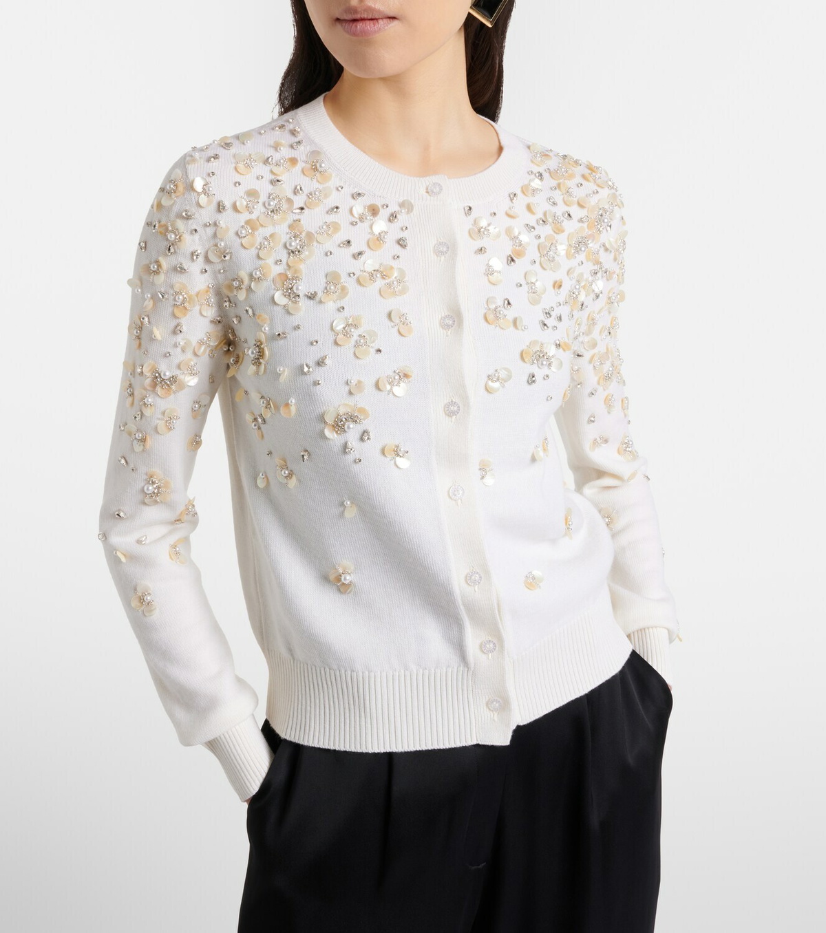 Oscar de la Renta Embroidered virgin wool cardigan
