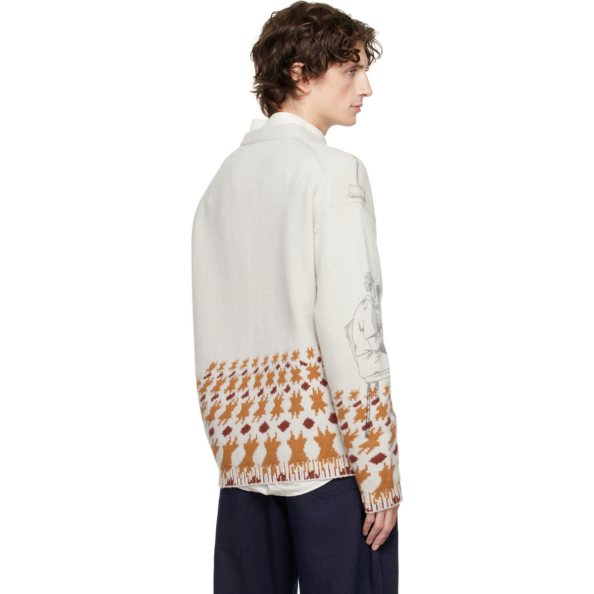 JW Anderson Gray Print Jacquard Sweater