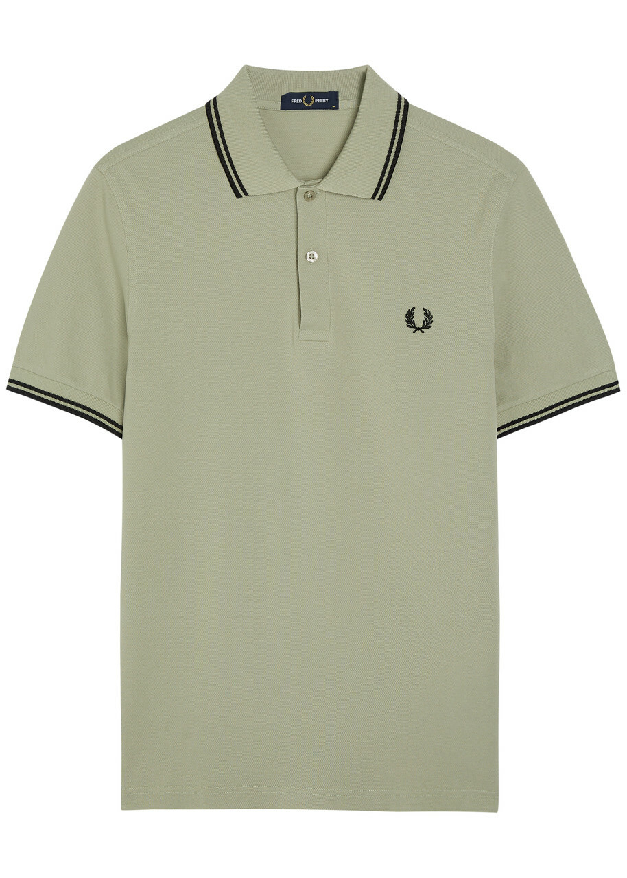 Fred Perry Twin Tipped Logo Piqué Cotton Polo Shirt Green