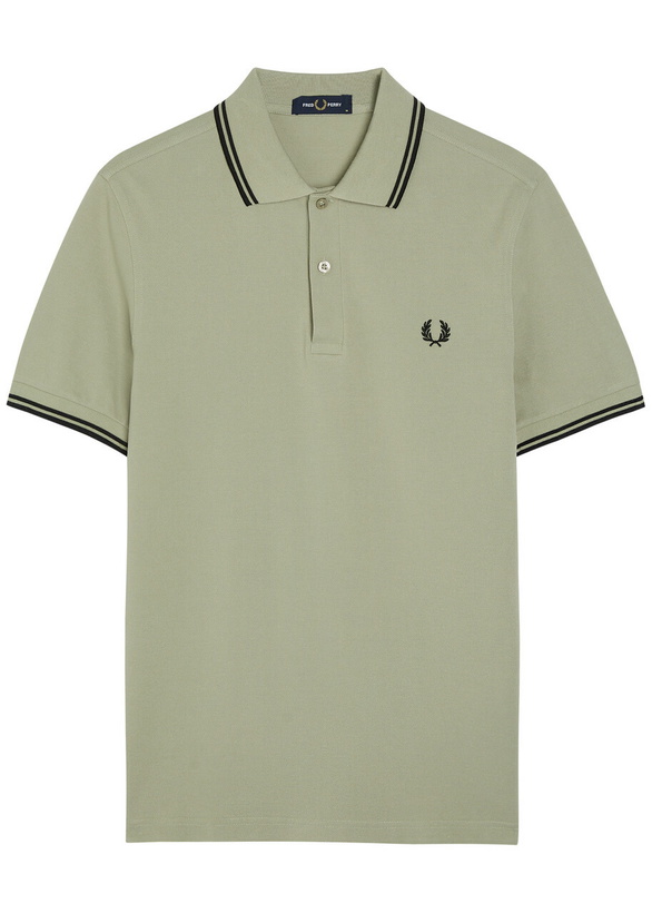 Photo: Fred Perry Twin Tipped Logo Piqué Cotton Polo Shirt Green