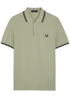 Fred Perry Twin Tipped Logo Piqué Cotton Polo Shirt Green