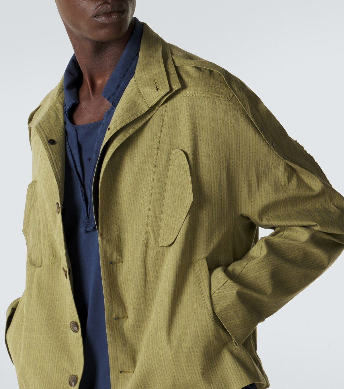 Kiko Kostadinov Egreta stiped cotton-blend jacket