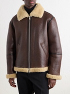 TOTEME - Shearling-Trimmed Full-Grain Leather Jacket - Brown