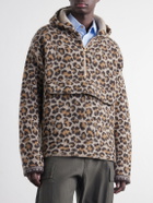 KAPITAL - Hooded Leopard-Jacquard Half-Zip Sweater - Neutrals