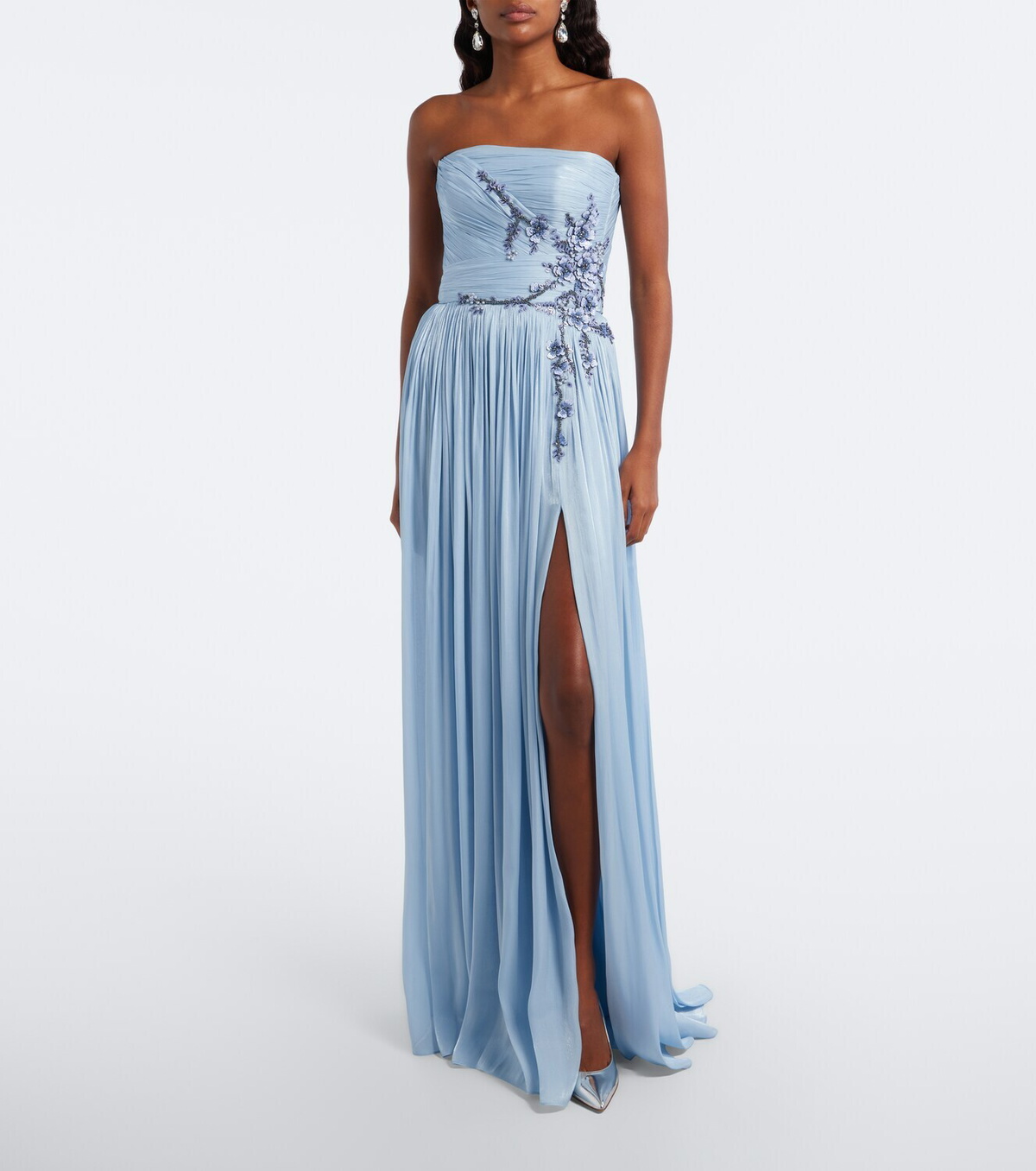 Costarellos Lenina Lurex® georgette bustier gown