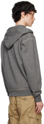 RRL Gray French Terry Full-Zip Hoodie