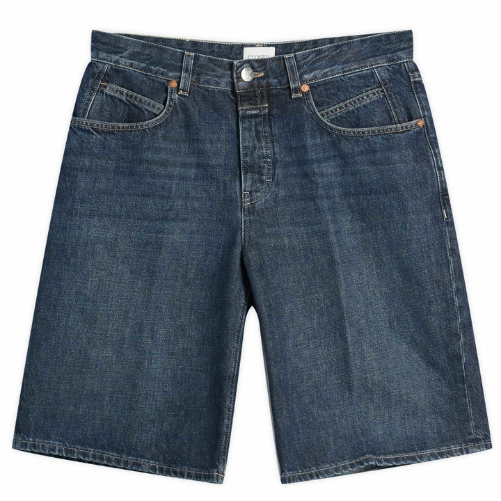 Photo: Closed Women's Rigid Denim Shorts in Dark Blue