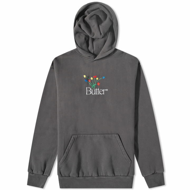 Photo: Butter Goods Men's Boquet Embroidered Hoody in Washed Black