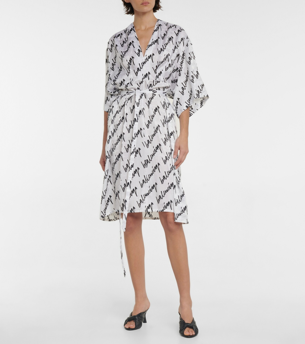 BALENCIAGA ワンピース Logo jacquard silk midi dress670167 Balenciaga - BB Icon jacquard silk midi dress Balenciaga