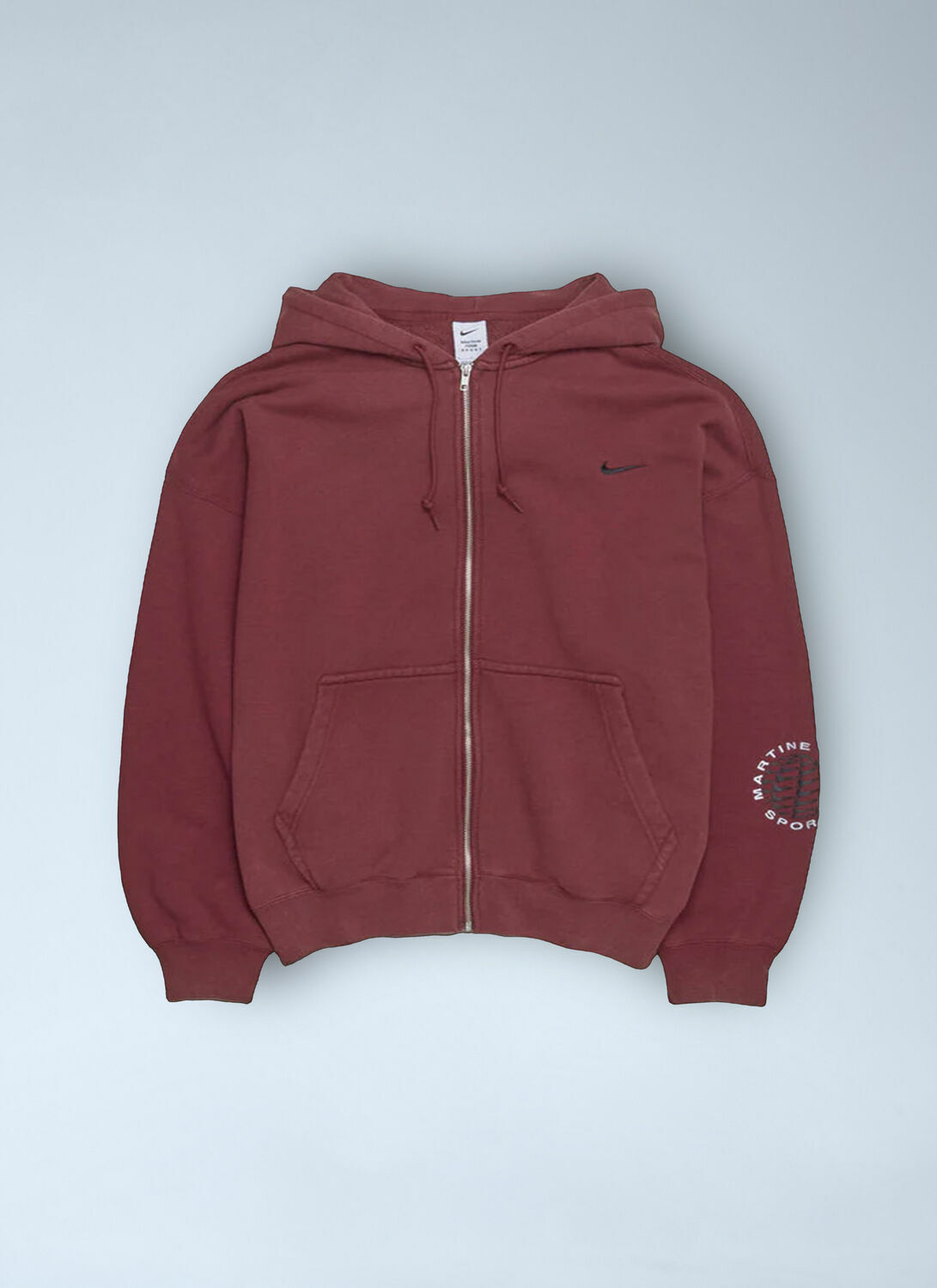 Nike Logo Motif Hooded Zip-Up Sweatshirt