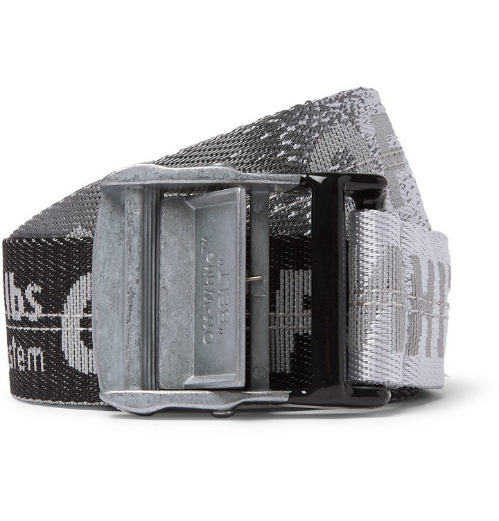 Photo: Off-White - 3.5cm Tonal-Grey Industrial Logo-Jacquard Webbing Belt - Charcoal