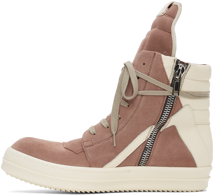 Rick Owens Pink Calfskin High Sneakers for Men