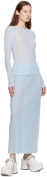 Anna Sui Blue Rhinestone Maxi Skirt