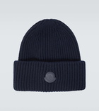 Moncler Leather-trimmed cashmere beanie