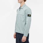 Stone Island Men's Supima Cotton Twill Stretch-TC Zip Shirt Jacket in Sky Blue