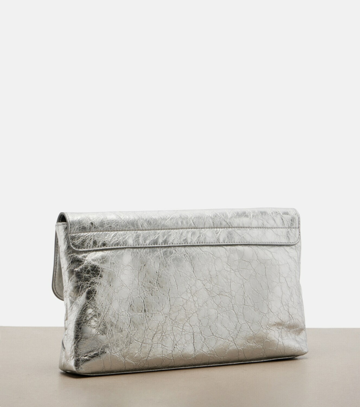 Balenciaga Le City metallic leather clutch
