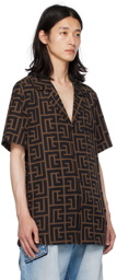 Balmain Brown & Black Printed Shirt