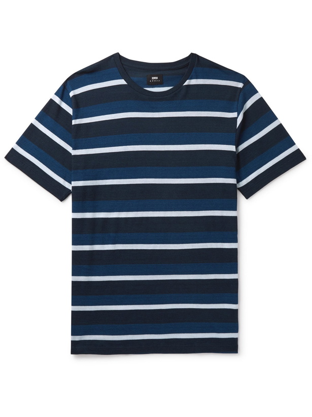 Photo: EDWIN - Cove Garment-Dyed Striped Cotton T-Shirt - Blue