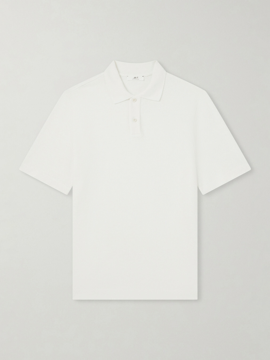 Mr P. - Organic Cotton and Linen-Blend Piqué Polo Shirt - White