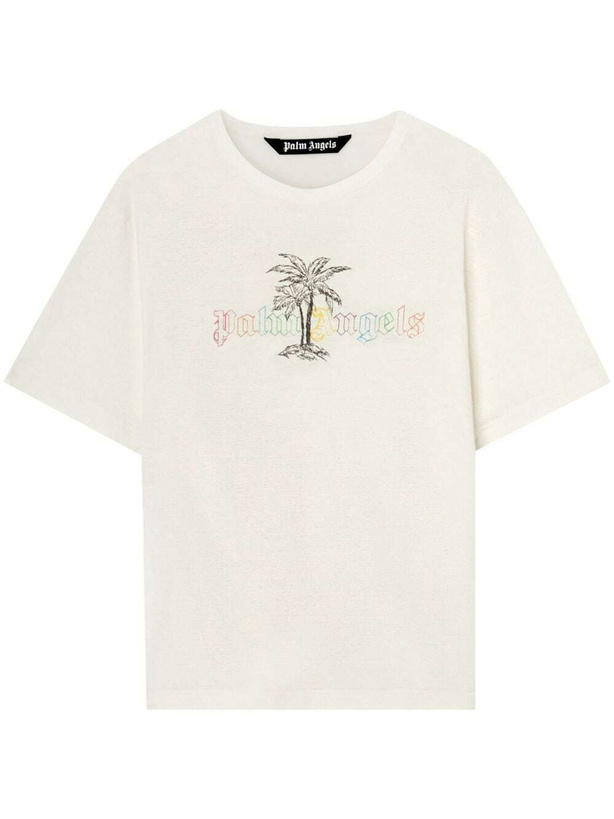 Photo: PALM ANGELS - Cotton-linen Blend T-shirt