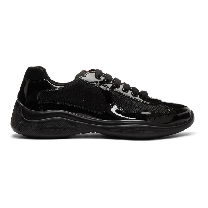 Photo: Prada Black Patent Leather and Mesh Sneakers