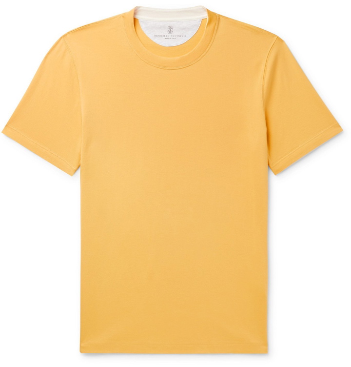 Photo: Brunello Cucinelli - Cotton-Jersey T-Shirt - Yellow